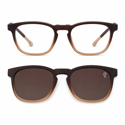 R1 Brown Horizon — Magnetic Clip-On Eyewear