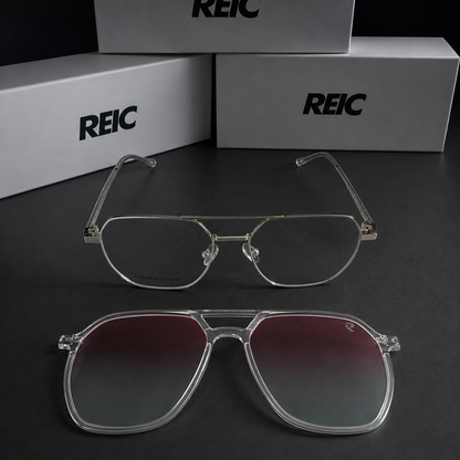 R26 Horizon — Pure Silver Magnetic Clip-On Eyewear