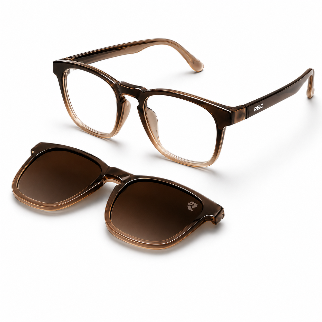 R1 Brown Horizon — Magnetic Clip-On Eyewear