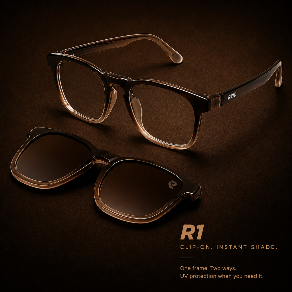 R1 Brown Horizon — Magnetic Clip-On Eyewear