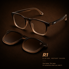 R1 Brown Horizon — Magnetic Clip-On Eyewear
