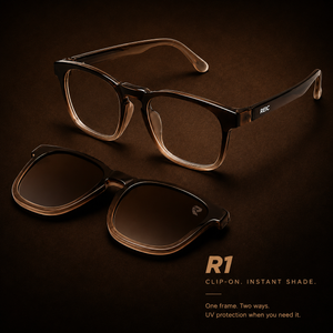 R1 Brown Horizon — Magnetic Clip-On Eyewear