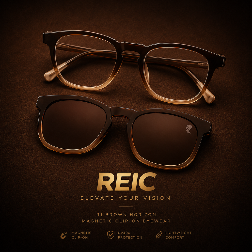 R1 Brown Horizon — Magnetic Clip-On Eyewear