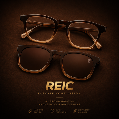 R1 Brown Horizon — Magnetic Clip-On Eyewear