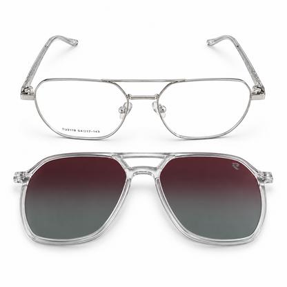 R26 Horizon — Pure Silver Magnetic Clip-On Eyewear
