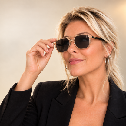 R26 Horizon — Silver and Black Magnetic Clip-On Eyewear