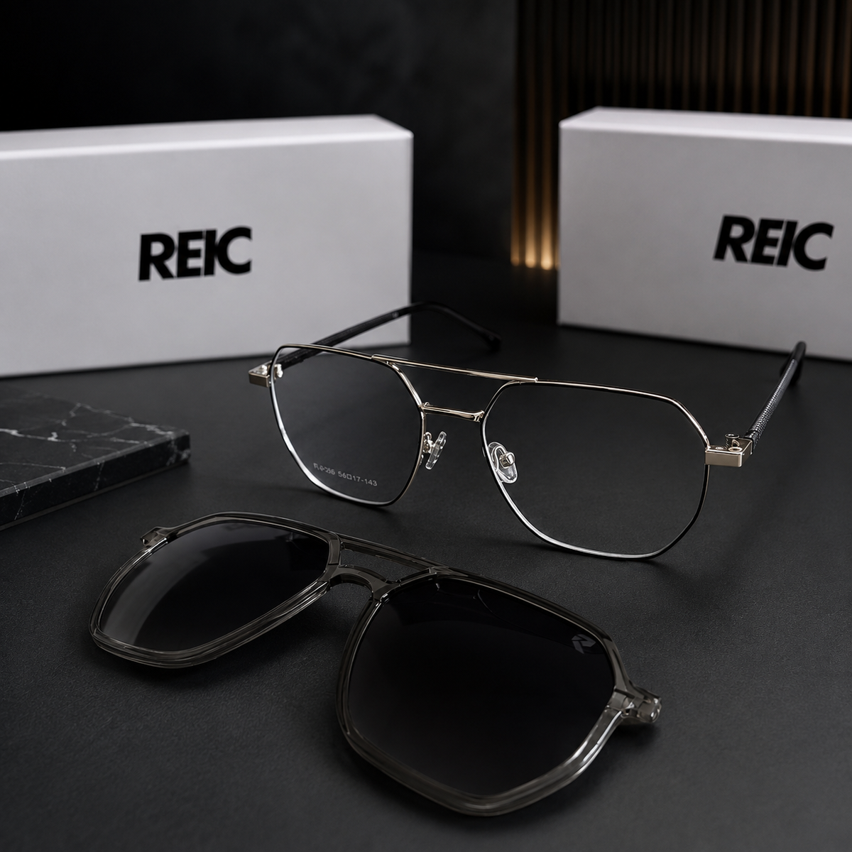 R26 Horizon — Matte Graphite Magnetic Clip-On Eyewear