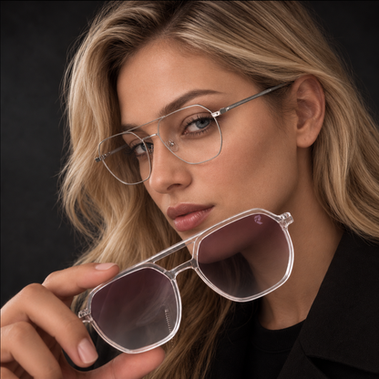 R26 Horizon — Pure Silver Magnetic Clip-On Eyewear