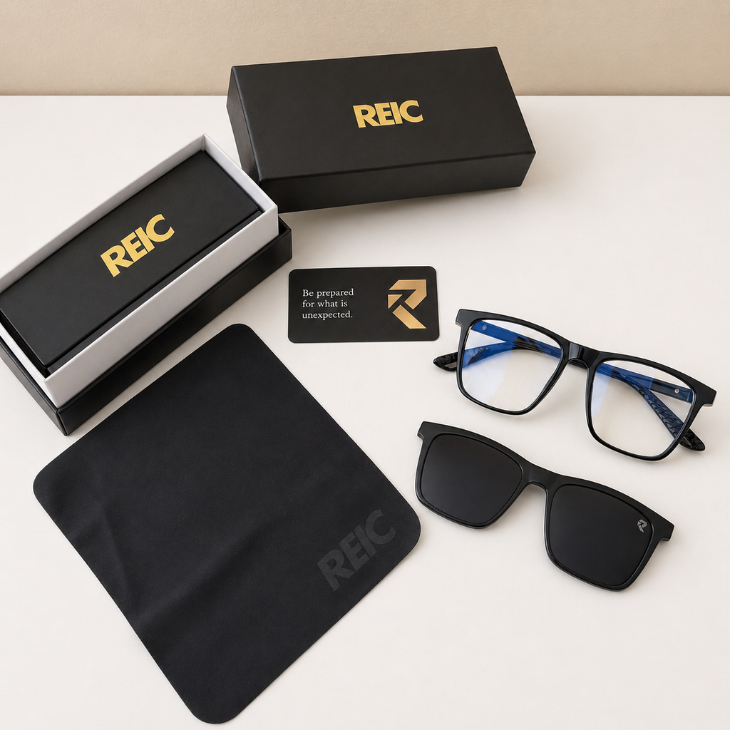 R9 Noir Gold — Magnetic Clip-On Eyewear
