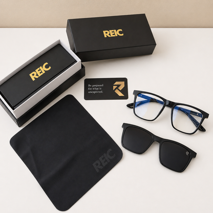 R9 Noir Gold — Magnetic Clip-On Eyewear