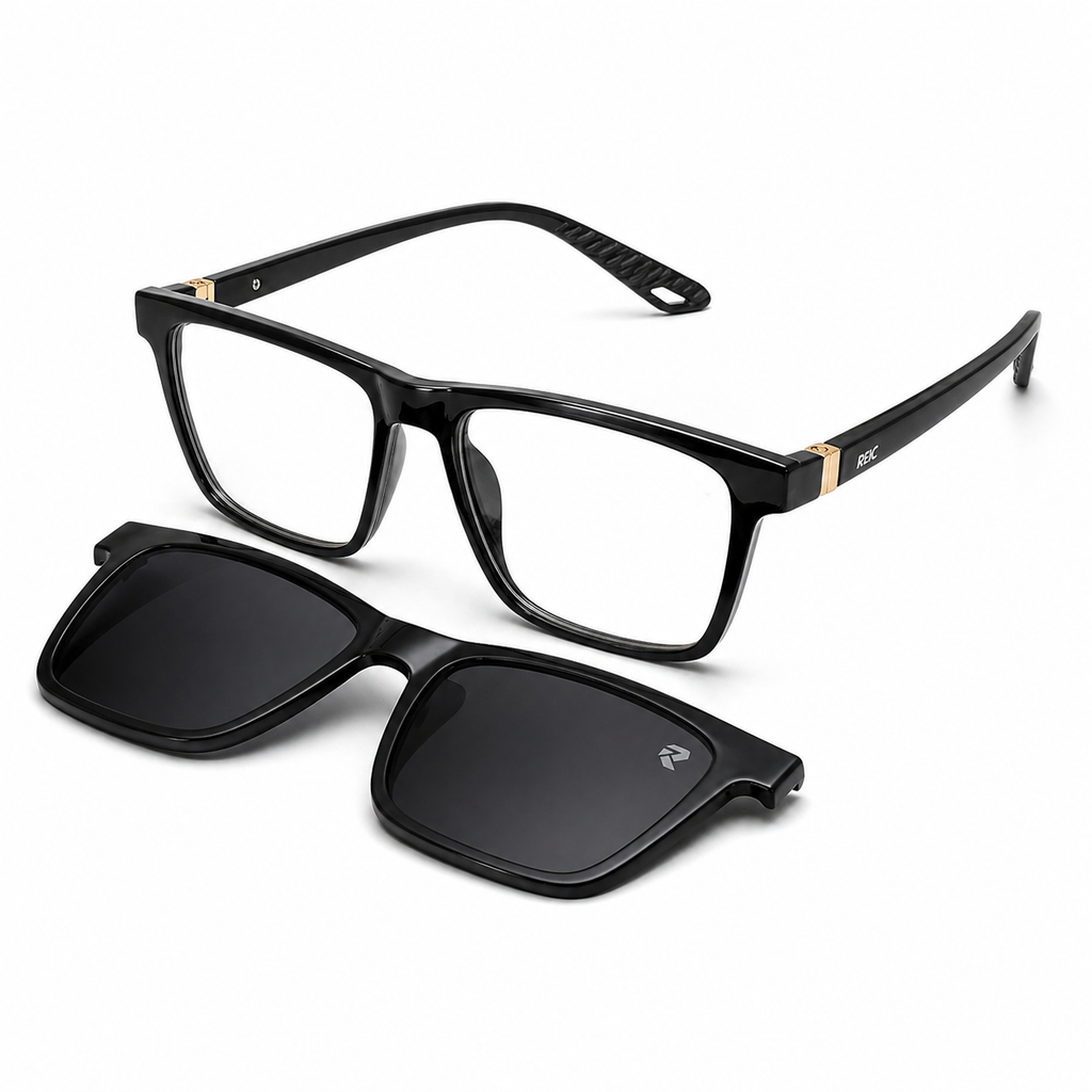R9 Noir Gold — Magnetic Clip-On Eyewear