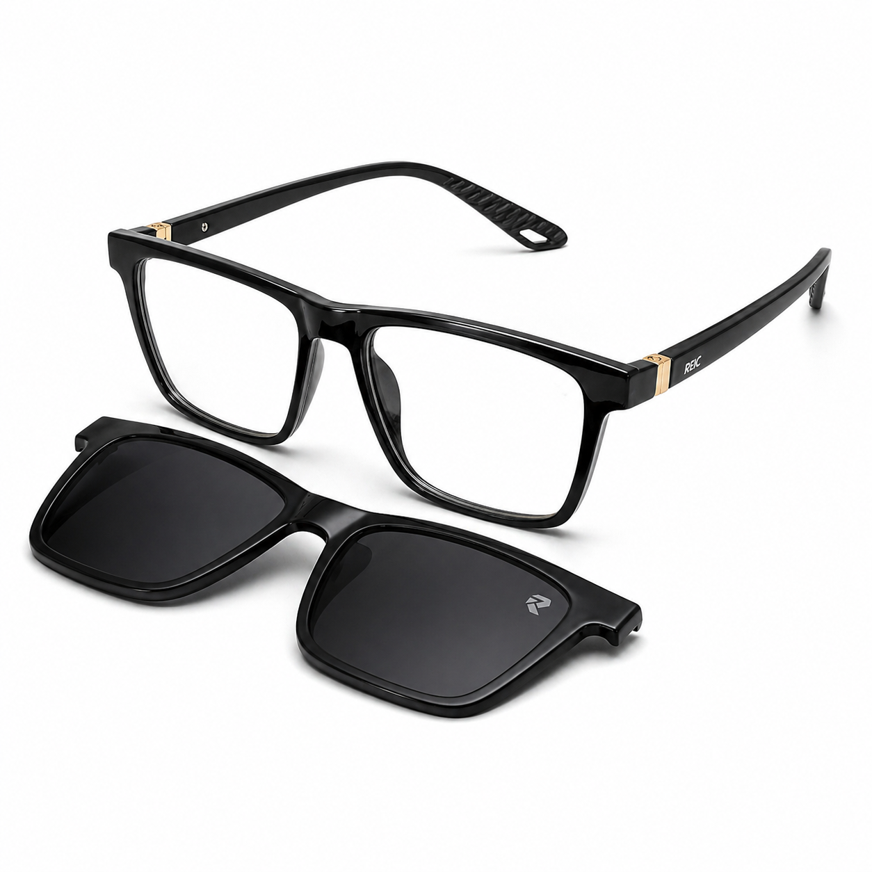 R9 Noir Gold — Magnetic Clip-On Eyewear
