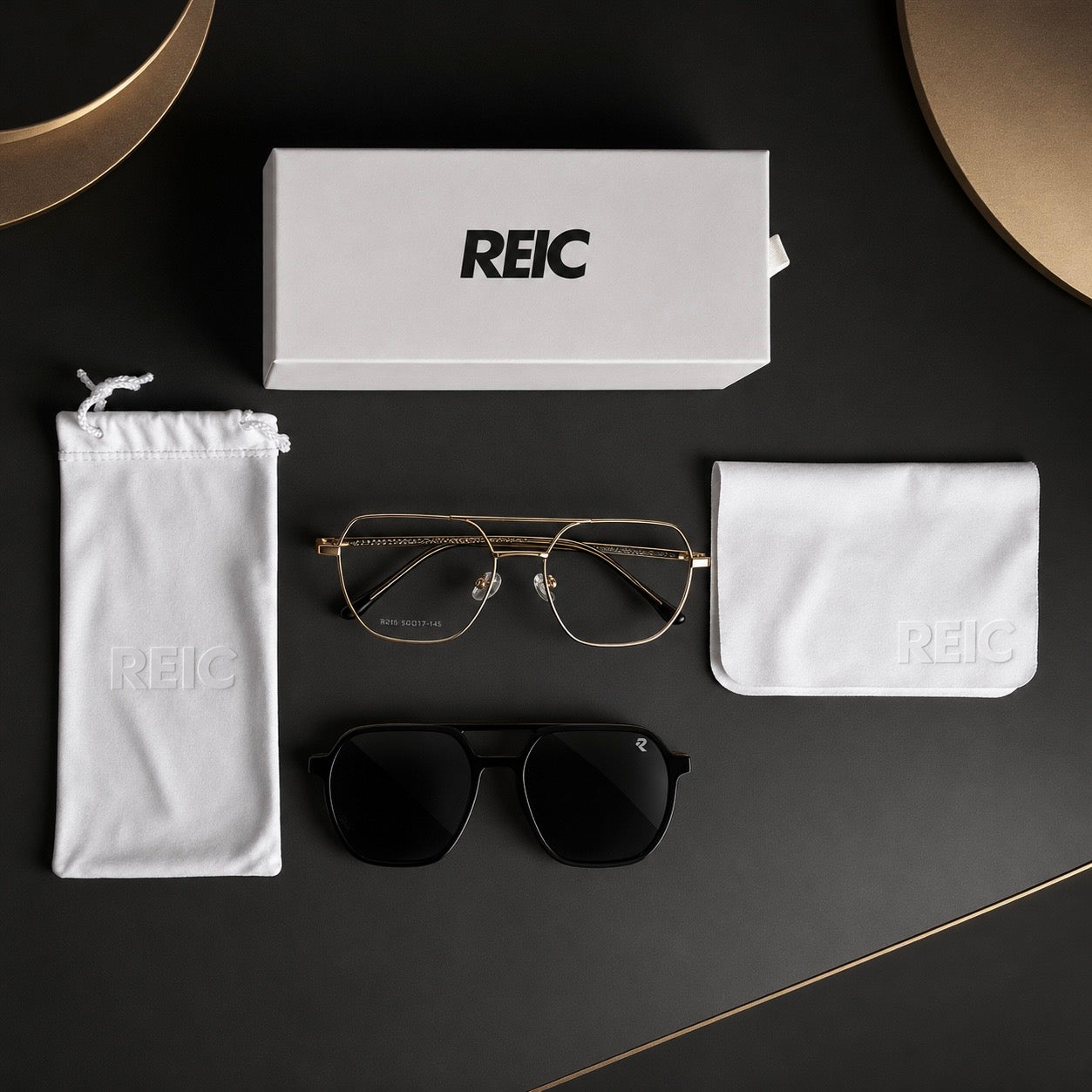 R26 Horizon Black & Gold Magnetic Clip-On Eyewear