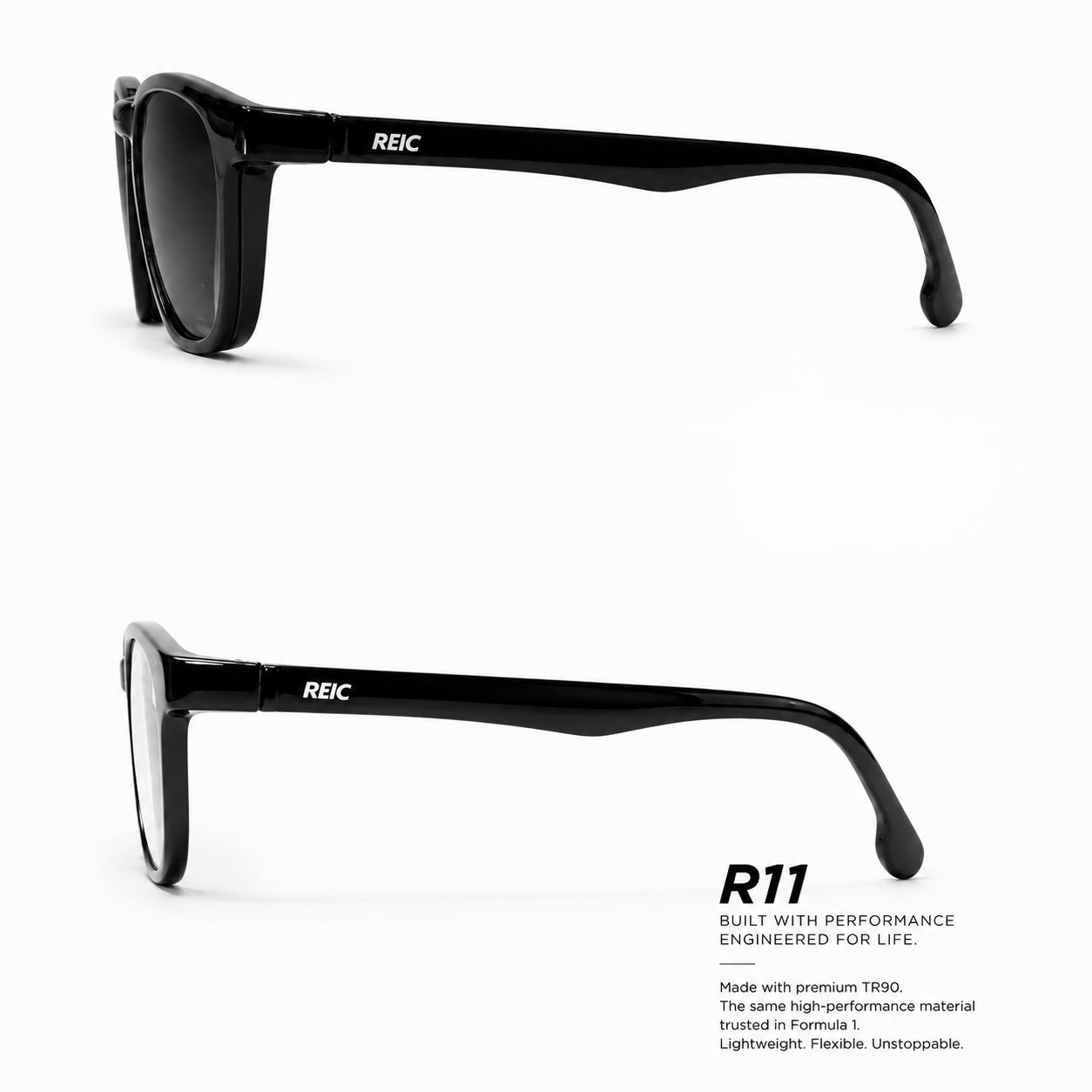 R11 Onyx Gloss — Magnetic Clip-On Eyewear