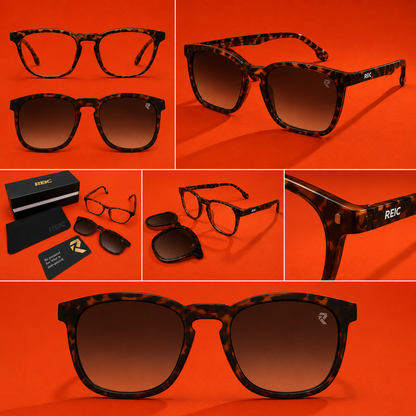 R12 — Leopard Magnetic Clip-On Eyewear