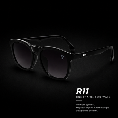 R11 Onyx Gloss — Magnetic Clip-On Eyewear
