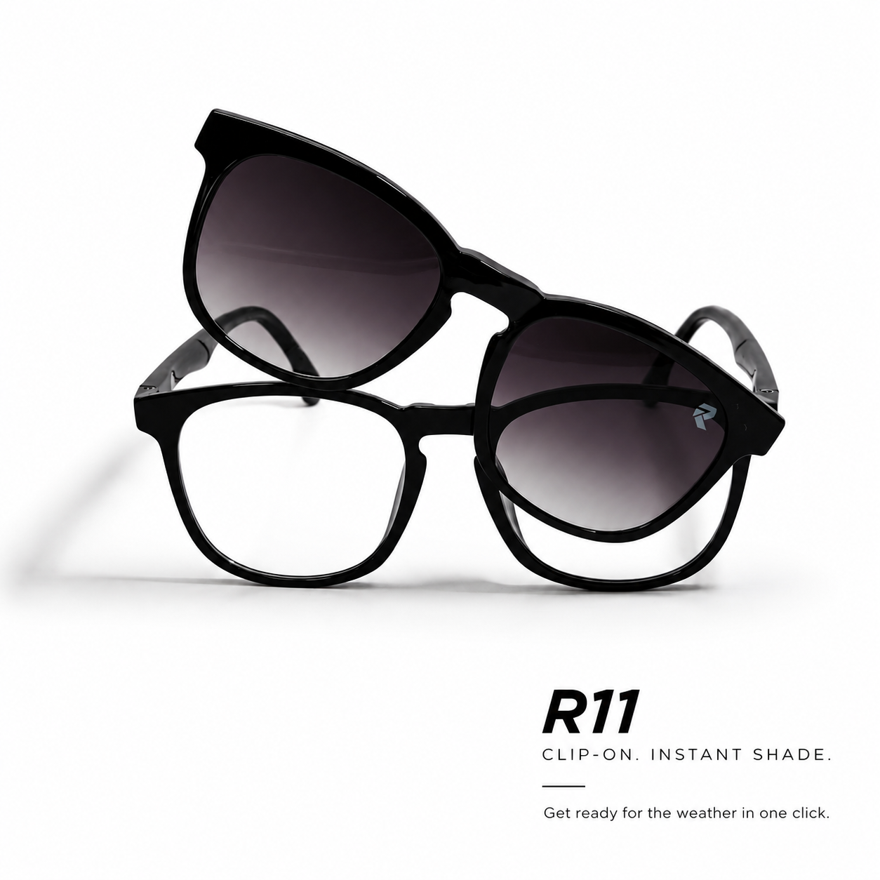 R11 Onyx Gloss — Magnetic Clip-On Eyewear