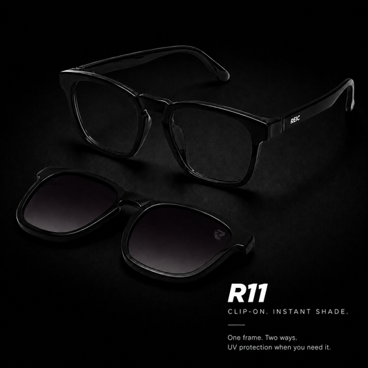 R11 Onyx Gloss — Magnetic Clip-On Eyewear