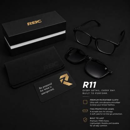 R11 Onyx Gloss — Magnetic Clip-On Eyewear