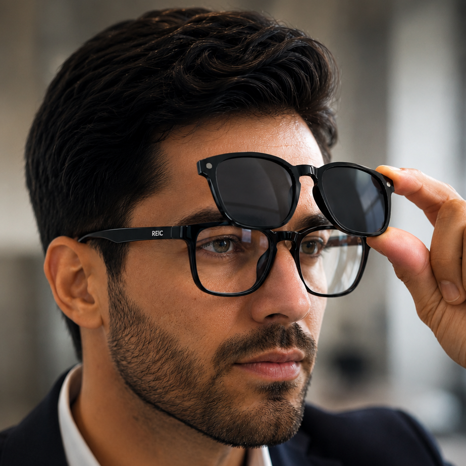 R11 Onyx Gloss — Magnetic Clip-On Eyewear
