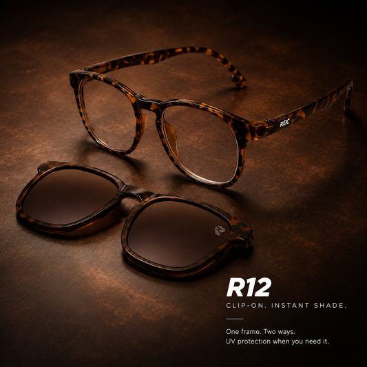 R12 — Leopard Magnetic Clip-On Eyewear