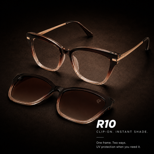 R10 — Rosé Gold Magnetic Clip-On Eyewear