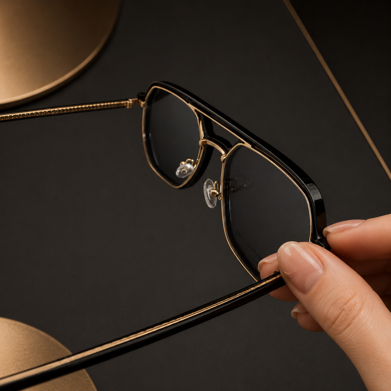R26 Horizon Black & Gold Magnetic Clip-On Eyewear