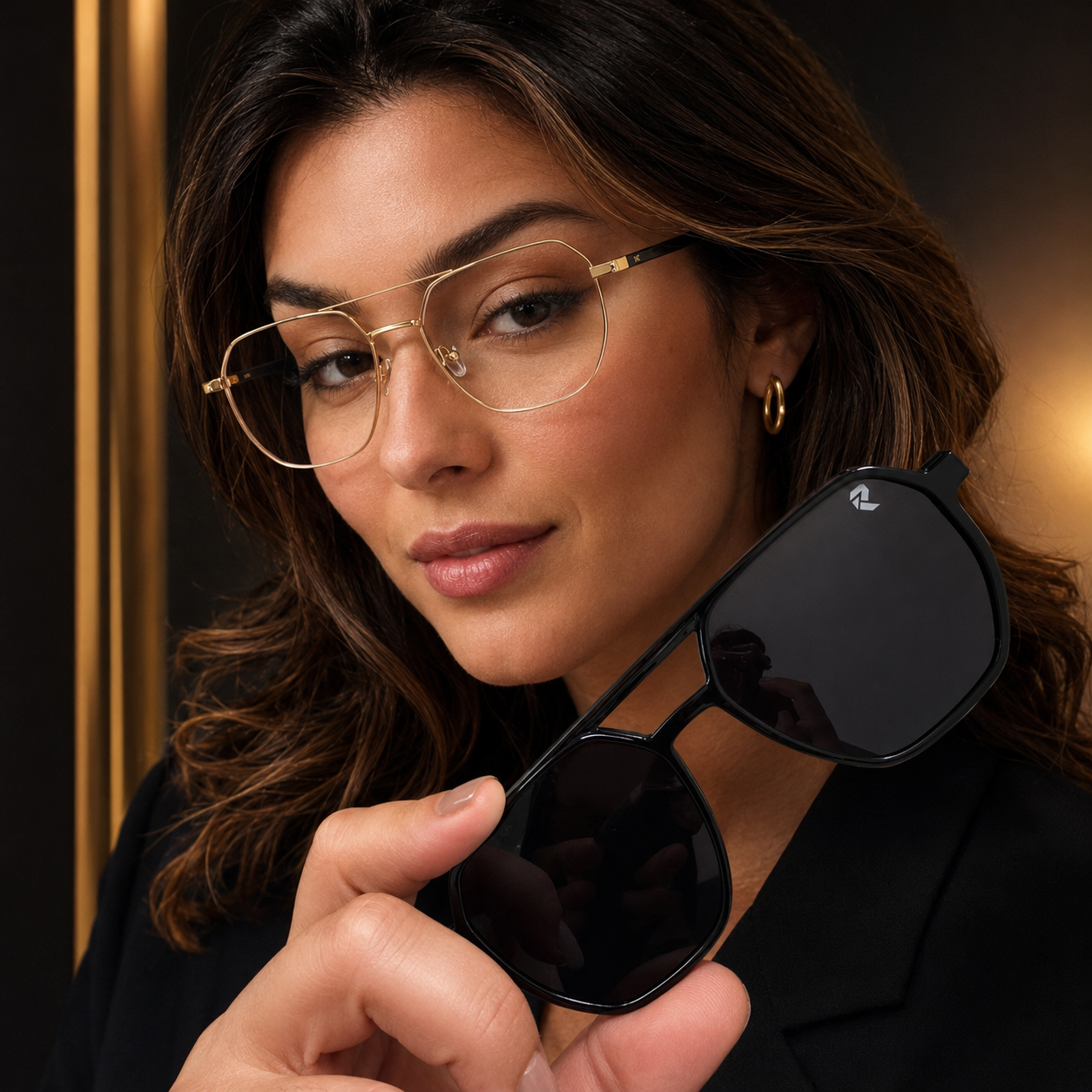 R26 Horizon Black & Gold Magnetic Clip-On Eyewear