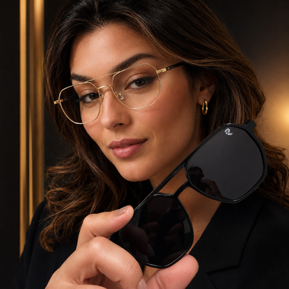 R26 Horizon Black & Gold Magnetic Clip-On Eyewear