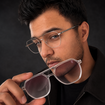 R26 Horizon — Pure Silver Magnetic Clip-On Eyewear