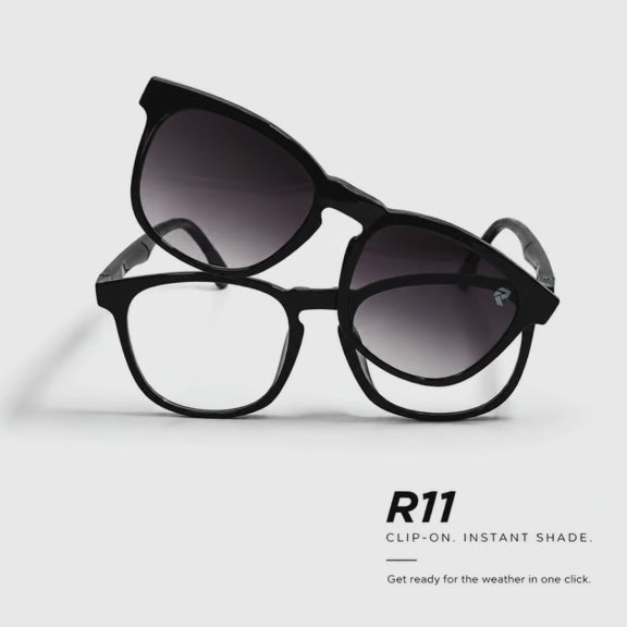 R11 Onyx Gloss — Magnetic Clip-On Eyewear