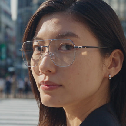 R26 Horizon — Silver and Black Magnetic Clip-On Eyewear